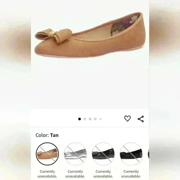 Ted Baker Shoes - Ted Baker Brown Pebbled Leather Bow Ballerinas